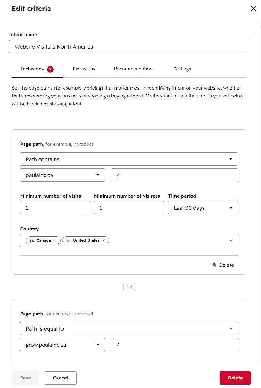 The criteria editor