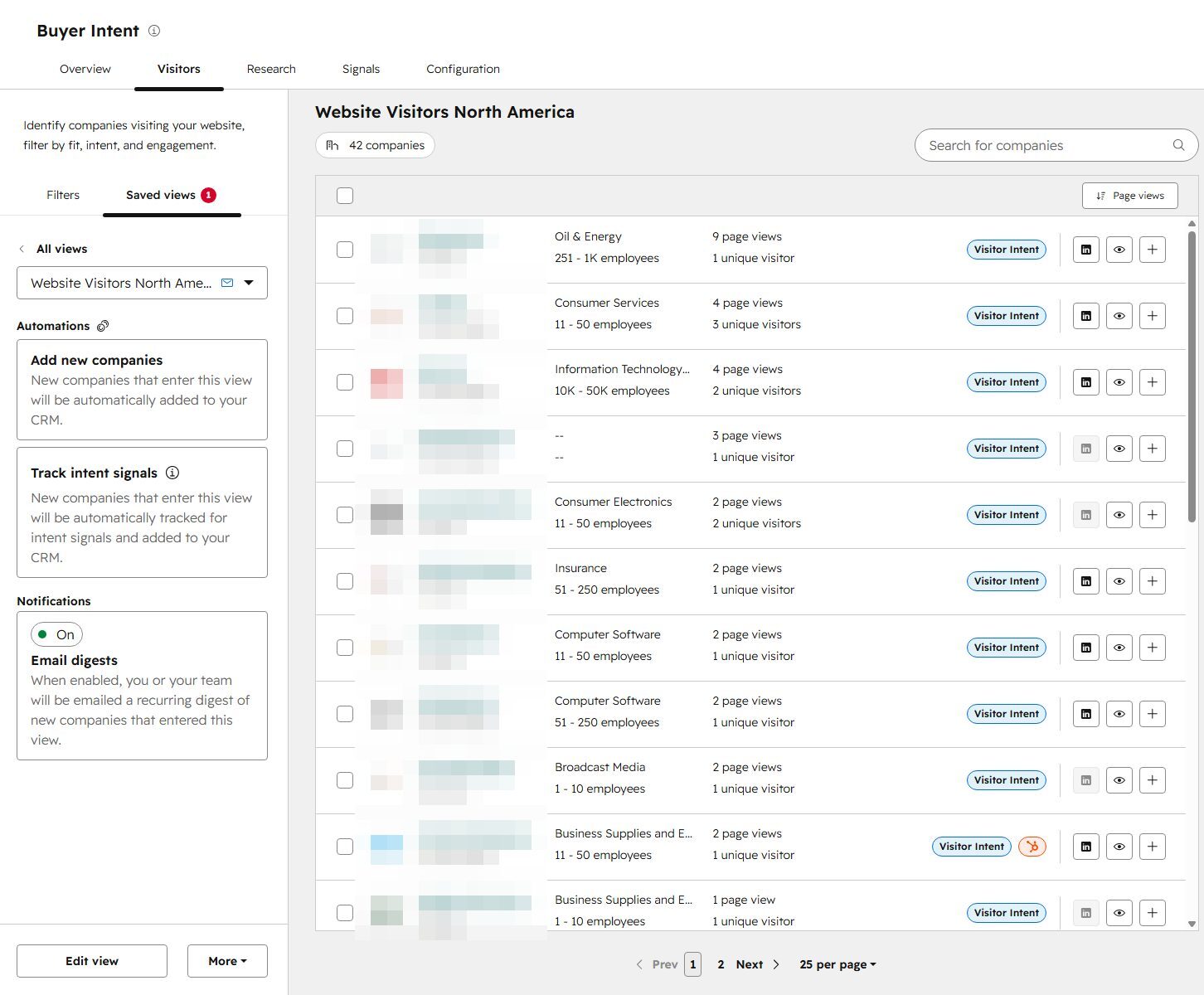 A saved view with automation options