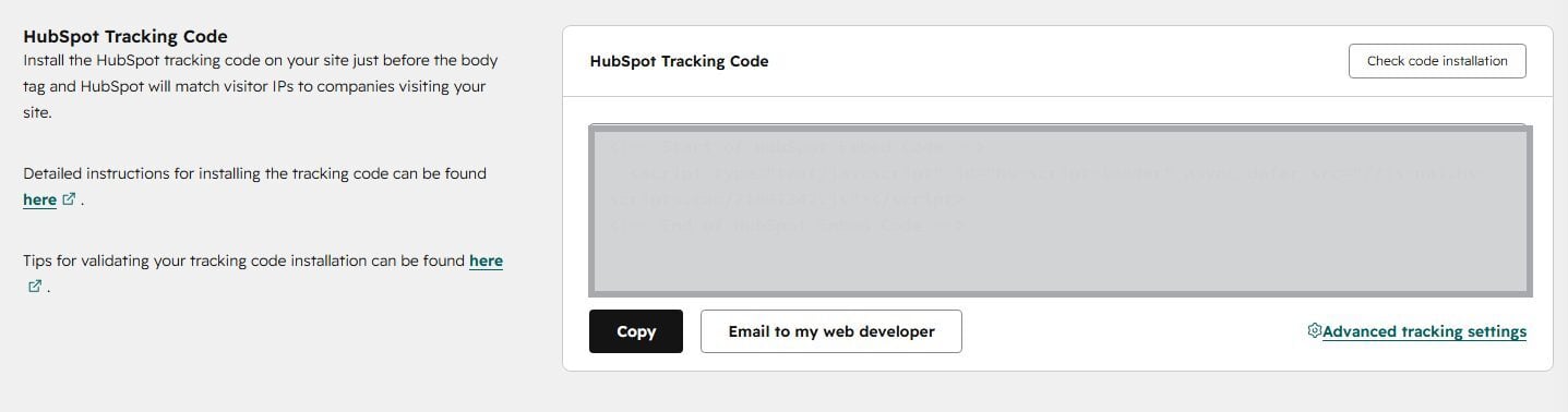 Tracking code section