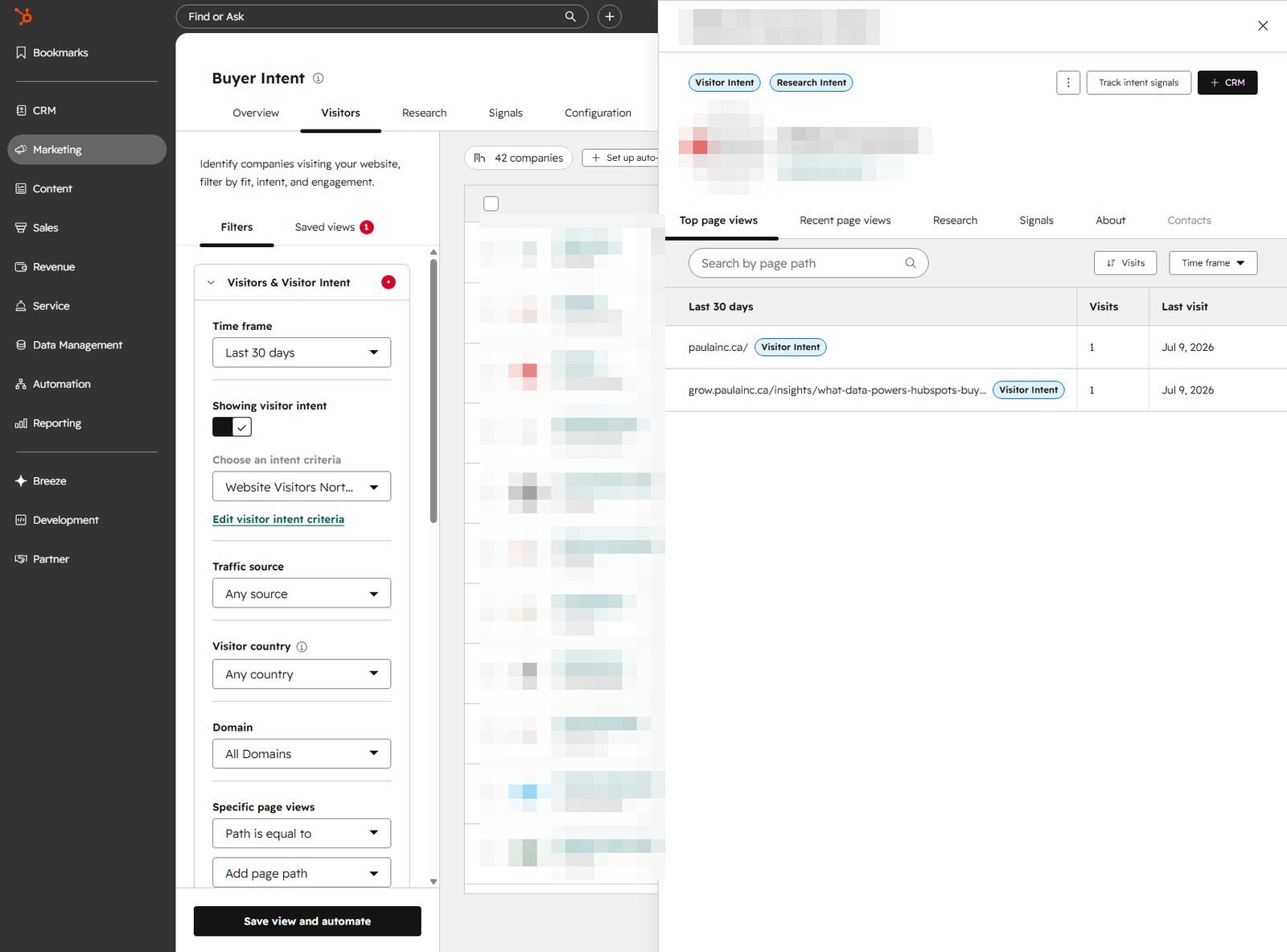 Company detail panel